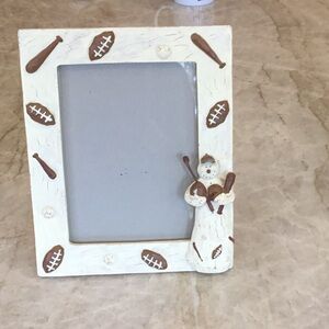 White Sports Accents Picture Frame with Playful Figurine